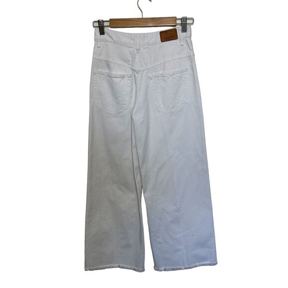 Isabel Marant White High Rise Wide Leg Cropped Raw Hem Cabrio White Jeans, 2 - Picture 3 of 16